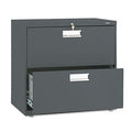 2 Drawer Lateral File W/Lock, 30"X19-1/4"X28-3/8", Charcoal, Sold As 1 Each