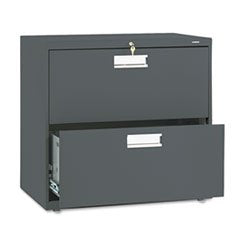2 Drawer Lateral File W/Lock, 30"X19-1/4"X28-3/8", Charcoal, Sold As 1 Each