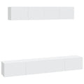 vidaXL TV Stand Set 4 Piece, Wall Mounted Entertainment Center, TV Stand Console with Storage, Modern Style, White Engineered Wood