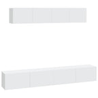 vidaXL TV Stand Set 4 Piece, Wall Mounted Entertainment Center, TV Stand Console with Storage, Modern Style, White Engineered Wood