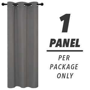 Deconovo Room Darkening Thermal Insulated Grommet Blackout Window Curtain For Living Room, Light Grey, 42X95 Inch, 1 Panel