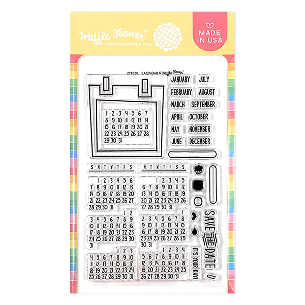 Waffle Flower Calendar Stamp Set - This Is A 4' X 6' Set Of 32 Stamps. Approximate Stamp Size: -Calendar Frame: 2-1/4' X 2-3/