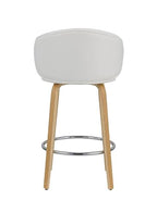 Neos Modern Furniture 26''H White PU Stool with Wood Leg, Set of 2