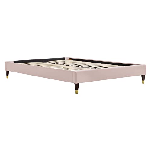 Modway Harlow 79&quot; King Performance Velvet Platform Bed Frame In Pink