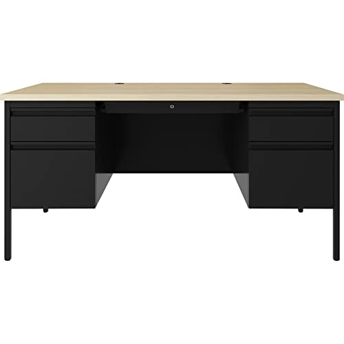 Lorell Fortress Maple Top Double-Pedestal Desk - 60" x 29.5" x 30"