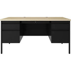 Lorell Fortress Maple Top Double-Pedestal Desk - 60" x 29.5" x 30"