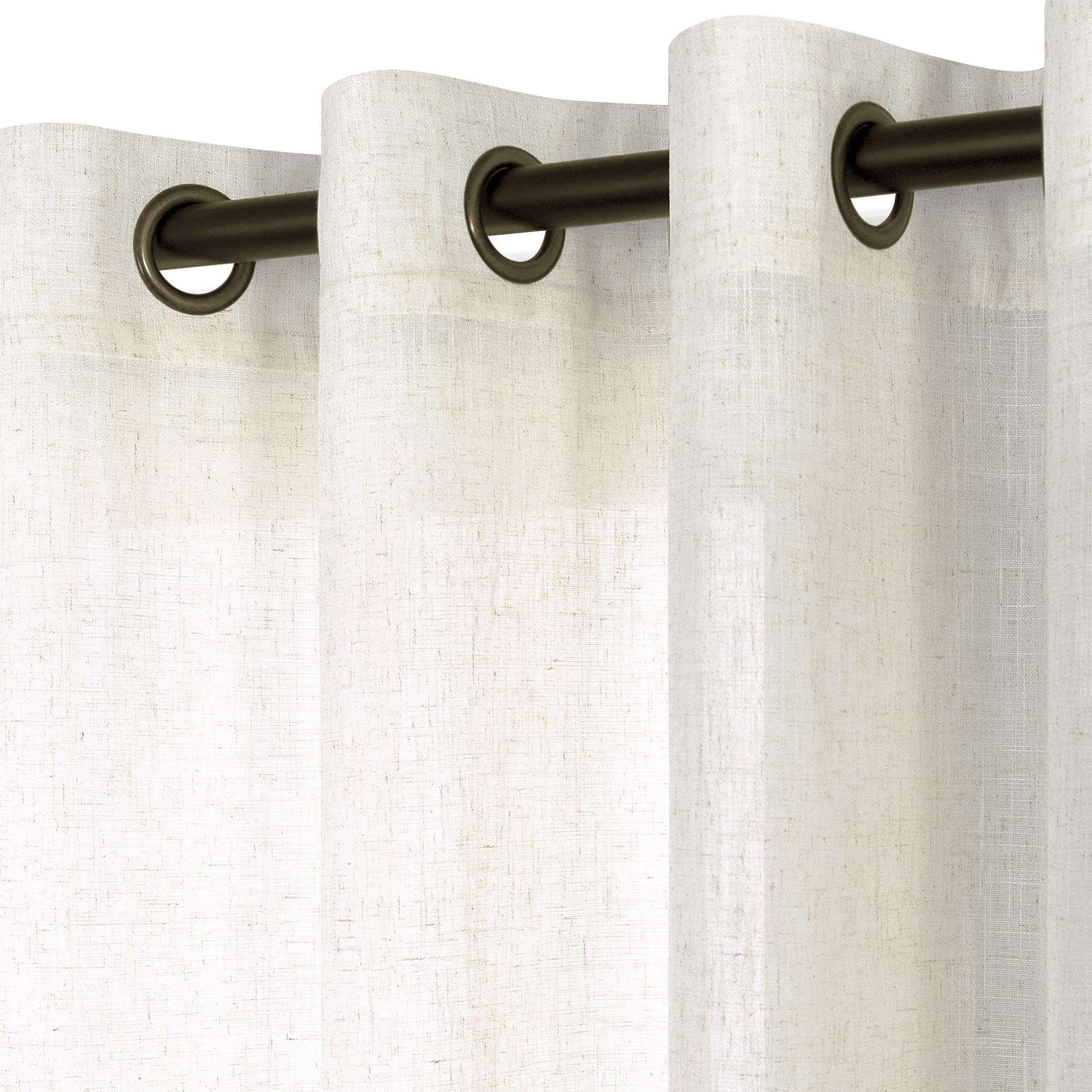 Koufall 45 Inch Length Short Sheer Curtains For Bedroom Kitchen Window,Linen Farmhouse Curtains For Small Bathroom Windows With