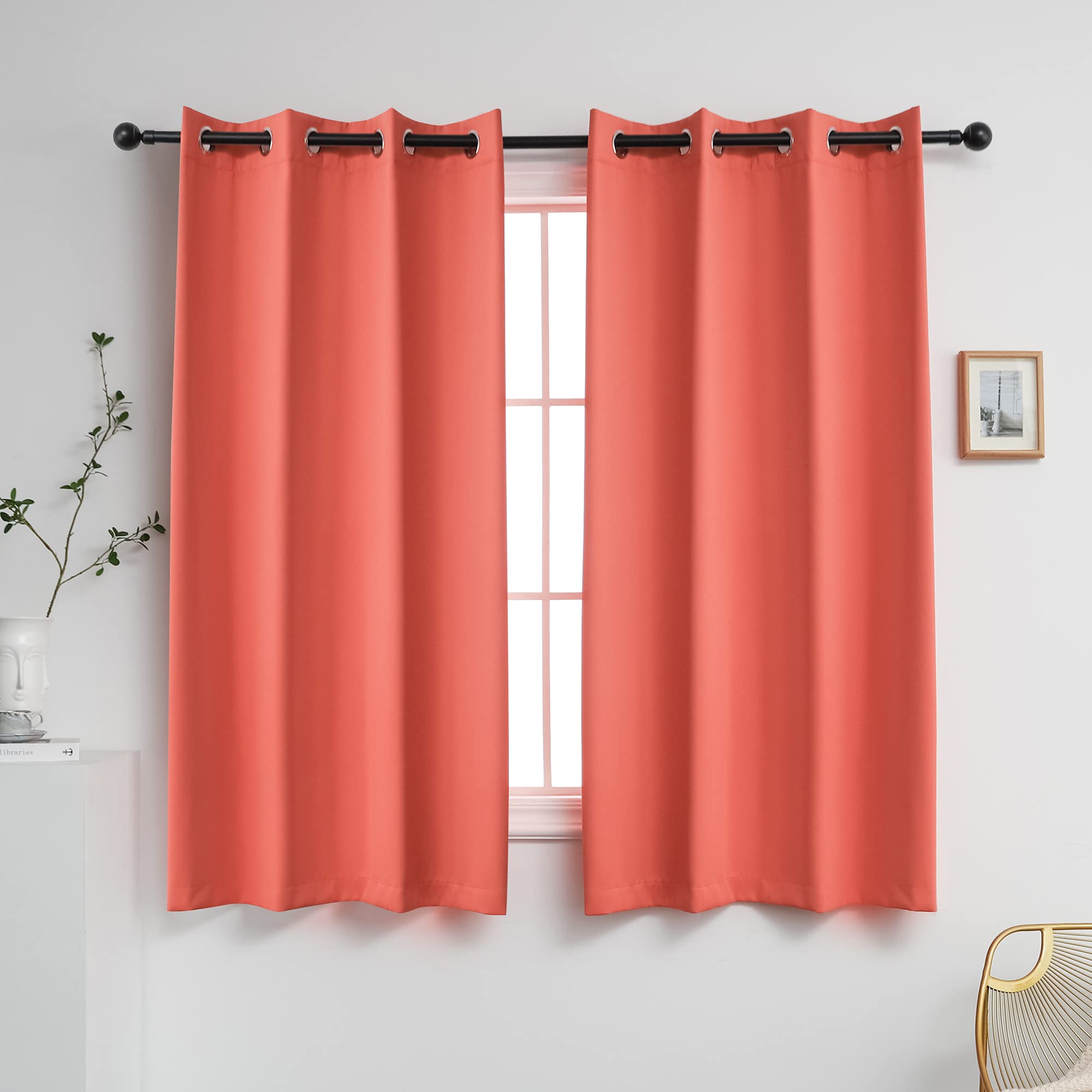 Ygo Coral Blackout Curtains For Girls Bedroom Grommet Thermal Insulated Room Darkening Curtains For Light Blocking And Privacy 2