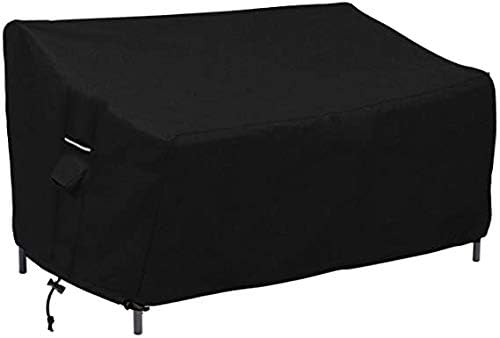 Rosielily Outdoor Couch Covers Patio Sofa Covers Waterproof, Black Outdoor Loveseat Covers, Outside Lawn Bench Covers, Stackable Heavy Duty Covers Patio Furniture Covers, Black
