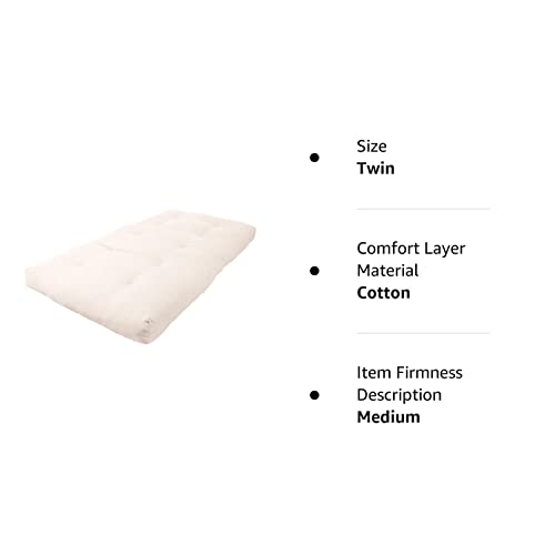 Blazing Needles Renewal 6&quot; Twill Futon Mattress, Twin, Natural