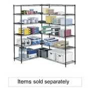 Safco Wire Shelving Industrial 4-Shelf Add-On Unit, 48W X 18D X 72H, Black (Case Of 2)