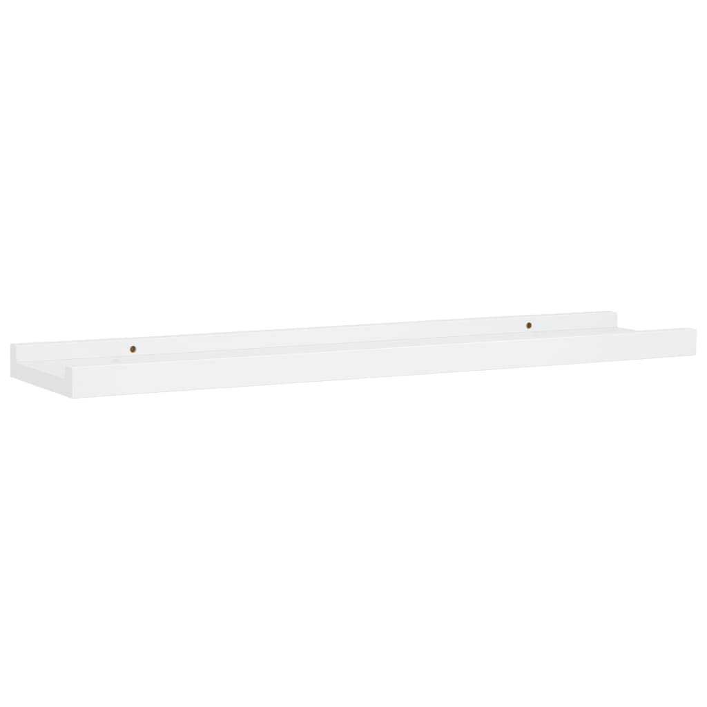 vidaXL Wall-Mounted Picture Frame Ledge Shelves - Set of 2, Space-Saving, White Lacquered MDF, Quick and Easy Installation, Unique Front Edge, Modern U-Shaped Design, 23.6&quot;x3.5&quot;x1.2&quot;