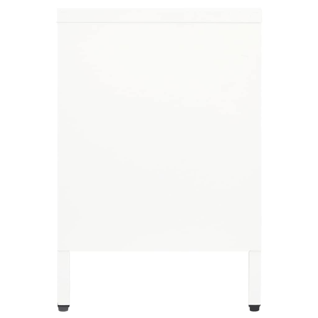 vidaXL - Modern TV Stand and Cabinet with Adjustable Shelf and Feet, White Powder-Coated Steel and Tempered Glass, Space-Saving and Easy to Clean, 41.3&quot;x13.8&quot;x20.5&quot;