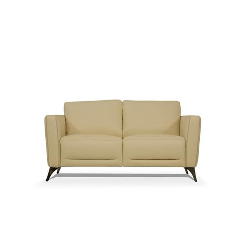 Acme Malaga Leather Loveseat In Cream