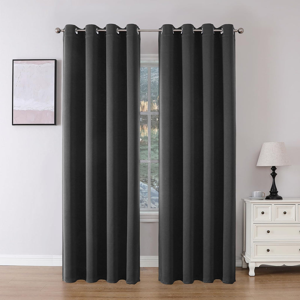 Joydeco Blackout Curtains 96 Inch Length 2 Panels Set, Thermal Insulated 95 Long Curtains& Drapes 2 Burg, Room Darkening Grommet