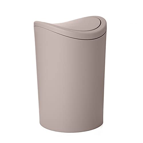 Superio Mini Bathroom Trash Can with Lid, Modern Mini Waste Bin with Swing Lid (1 1/2 Gallon, 6 Liter) Plastic Garbage Can for K