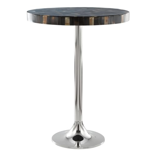 HomeRoots Decor 15.7-inch x 15.7-inch x 23.5-inch White & Gold, Marble, Aluminium, Side Table