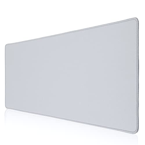 Aloanes Silvery Waterproof Desk Mat, Large Mouse Pad With Extended Mouse Mat, With Anti Slip Base, Stitched Edge, Grain Jacquard