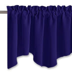Nicetown Navy Blue Blackout Valance Curtains - Modern Design 52 Inches By 18 Inches Scalloped Rod Pocket Window Drapes/Draperies