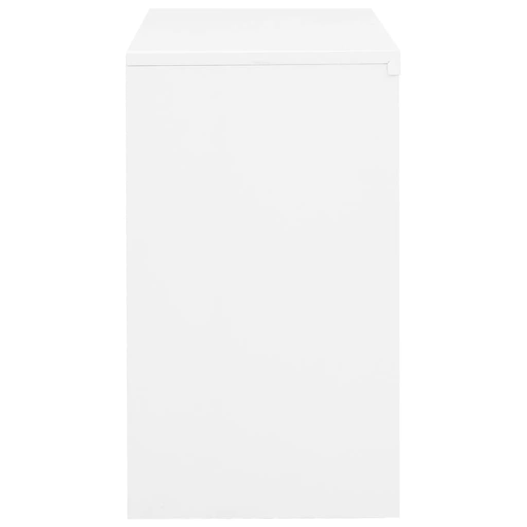 vidaXL White Office Cabinet - Scandinavian Style Steel Filing Cabinet with Tempered Glass Doors, Adjustable Shelves, and Lock for Secure File Storage - 35.4&quot;x15.7&quot;x27.6&quot;