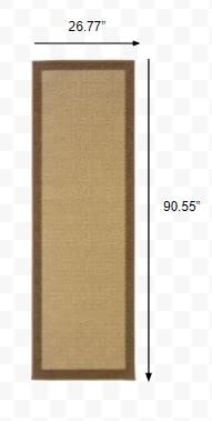 HomeRoots Polypropylene 2’x8’ Beige and Brown Plain Indoor Outdoor Runner Rug