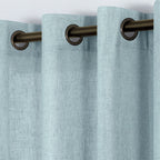 Koufall Seafoam Aqua Linen Curtains 96 Inches Long,Grommet Sheer Linen Curtain For Living Room,52X96 Inch Length 2 Panels
