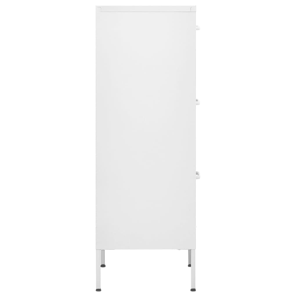 vidaXL White Steel Storage Cabinet - 16.7&quot;x13.8&quot;x40&quot;, Adjustable Height, Spacious Drawers with Ballbearing Runners, Industrial Style