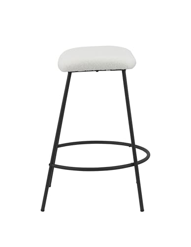 Neos Modern Furniture Gray Teddy Fabric 25.5''H Stool with Metal Leg, Set of 2