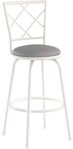 Monarch Specialties 2377 Stool, Set of 2, Swivel, Bar Height, Metal, Fabric, White, Grey, Contemporary, Modern Barstool, 16' L x 16' W x 44' H