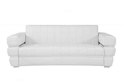 HomeRoots 89' White Genuine Leather Standard Sofa