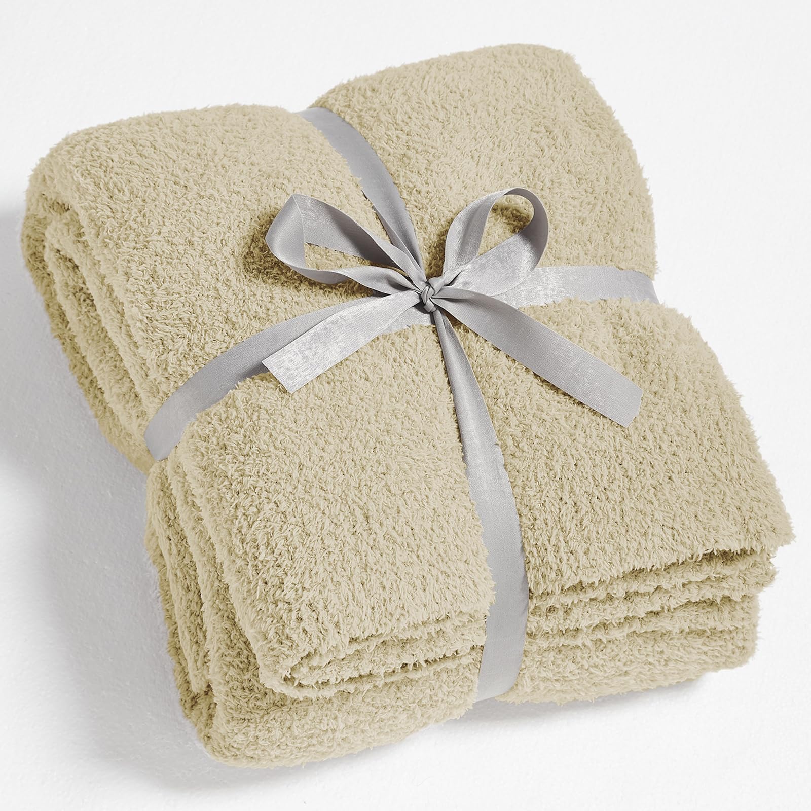 Cymula Super Soft Twin Size Beige Knit Throw Blanket - Lightweight Plush Fuzzy Fluffy Warm Cozy Blankets And Throws For Sofa Bed