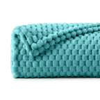 Bedelite Fleece Twin Blanket For Couch & Bed - 3D Jacquard Decorative Teal Blanket, Super Soft And Cozy Warm Fuzzy Blanket All S