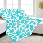 Hseec Blue Plush Blanket Throws Cow Print Blanket Soft Fleece Flannel Small Throw Blanket For Couch 60 X 80 Inch