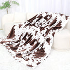 Brown Cow Print Blanket Plush Flannel Fleece Throw Blanket Soft Warm Lightweight Throws And Blankets For Father Mother Dad Mom D