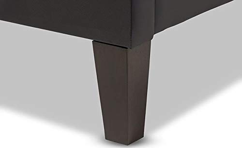 Baxton Studio Lancashire Modern and Contemporary Black Faux Leather Upholstered Queen Size Bed Frame with Tapered Legs