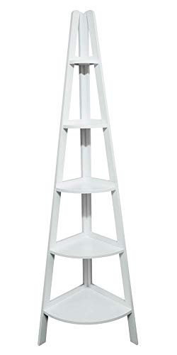 Casual Home 5-Shelf Corner Ladder Bookcase, White (Pack Of 1)