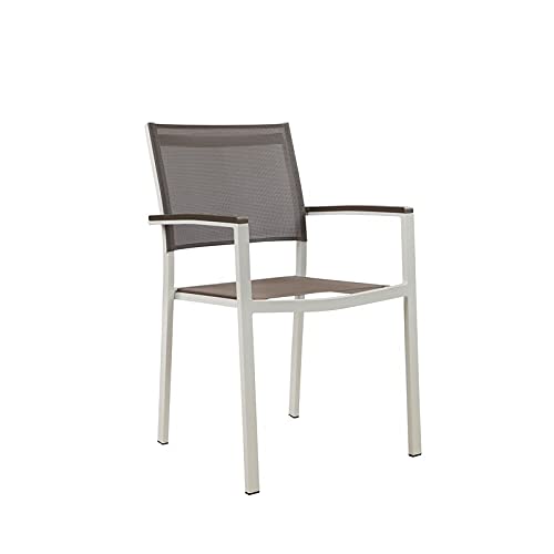 Pangea Home David Aluminum Patio Dining Char in White/Gray (Set of 6)