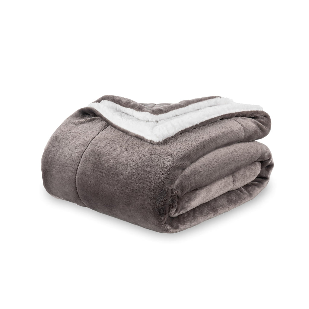 Berkshire Blanket-Sherpa Fleece Blanket, Warm And Soft Loftmink Reversible Blanket For Bed, Sofa And Travel, Charcoal Grey, 60 I