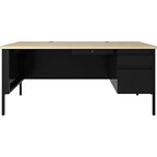 Lorell Fortress Series 66" Right Pedestal Desk - 66" x 29.5" x 30" Maple Surface