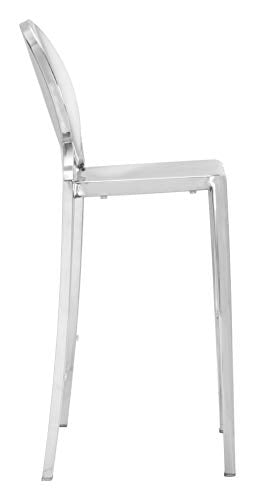 HomeRoots 18.9' x 19.3' x 44.9' Stainless Steel, Polished Stainless Steel, Bar Chair - Set of 2