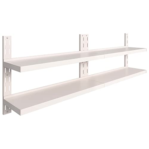 vidaXL 2X Floating Shelves Wall Hanging Mounted Displaying Shelves Kitchen Bathroom Shelving Wall Brackets Holders Supports Home Stainless Steel