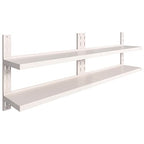 vidaXL 2X Floating Shelves Wall Hanging Mounted Displaying Shelves Kitchen Bathroom Shelving Wall Brackets Holders Supports Home Stainless Steel