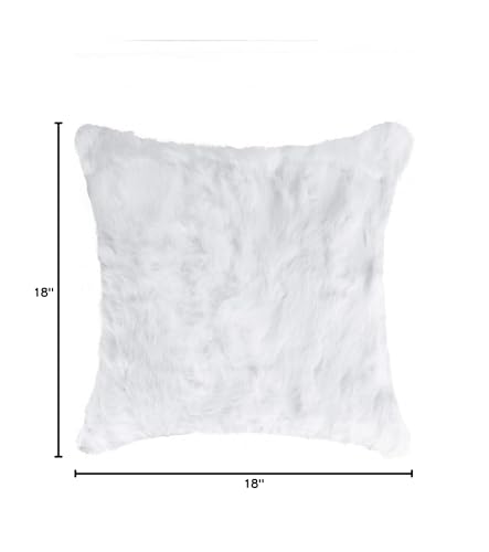 HomeRoots Decor 5-inch x 18-inch x 18-inch 100% Natural Rabbit Fur White Pillow