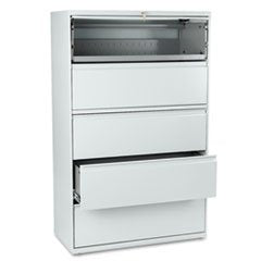 Hon 895Lq 801 Series Five-Drawer Lateral File, Roll-Out/Posting Shelves,42W X 67H, Lt Gray