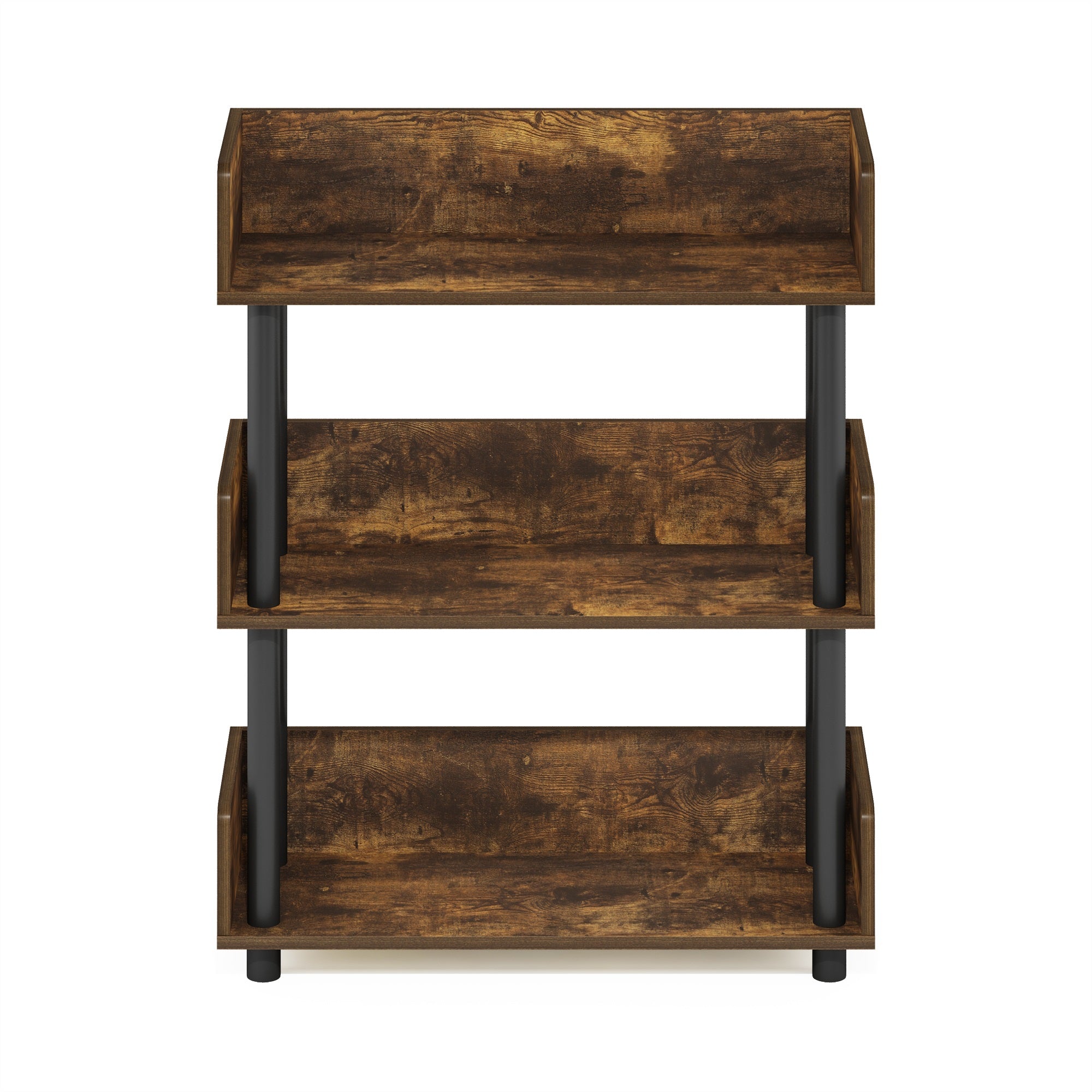 Furinno Turn-N-Tube 3-Tier Toolless Display Rack, Amber Pine/Black