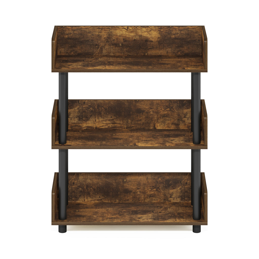 Furinno Turn-N-Tube 3-Tier Toolless Display Rack, Amber Pine/Black