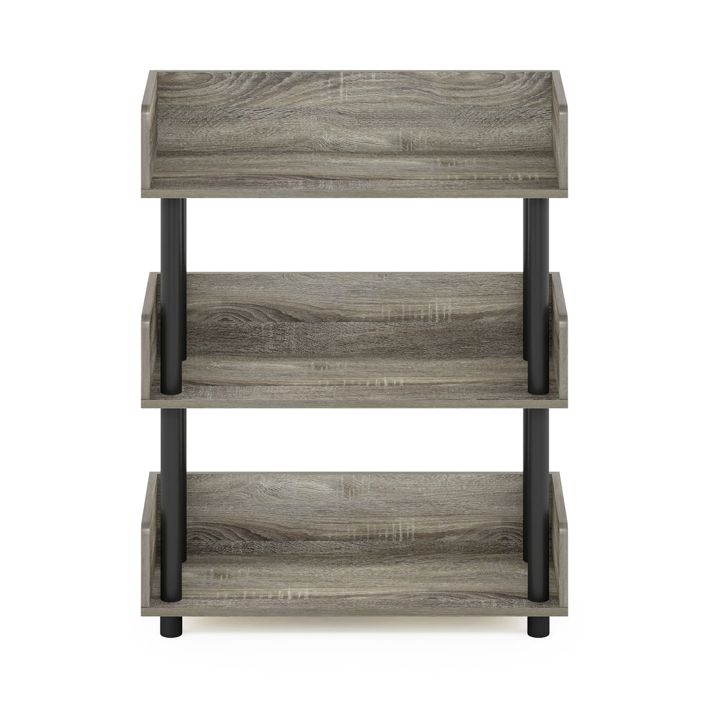 Furinno Turn-N-Tube 3-Tier Toolless Display Rack, French Oak/Black