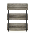 Furinno Turn-N-Tube 3-Tier Toolless Display Rack, French Oak/Black