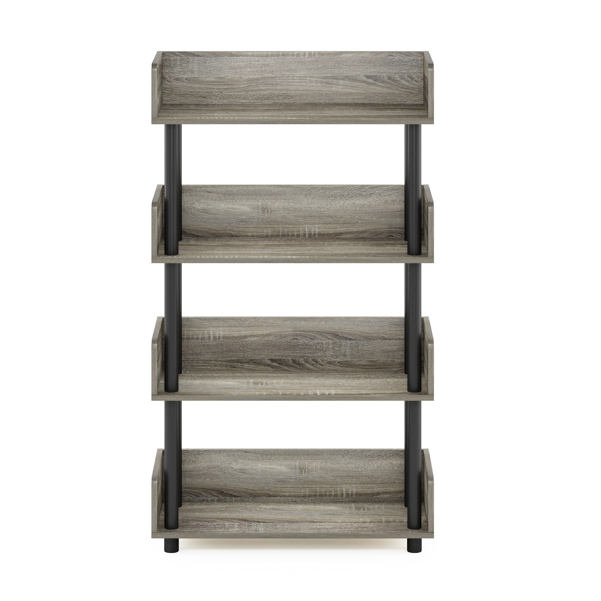 Furinno Turn-N-Tube 4-Tier Toolless Display Rack, French Oak/Black