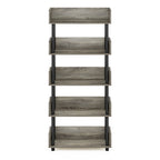 Furinno Turn-N-Tube 5-Tier Toolless Display Rack, French Oak/Black